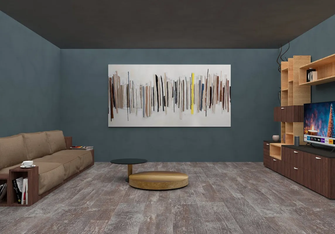 A freshly painted living room with clean walls, trim, and updated finishes.